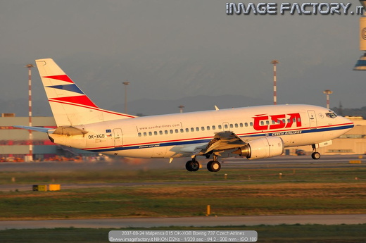 2007-08-24 Malpensa 015 OK-XGB Boeing 737 Czech Airlines
